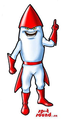 269x500 Large Red And White Cartoon Space Rocket Mascot Spotsound Canada