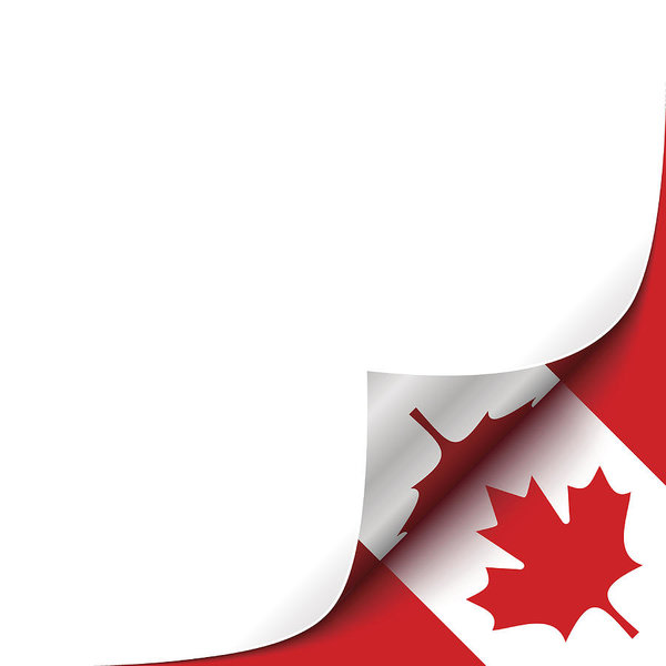 600x600 Curled Up Paper Corner On Canadian Flag Background Vector