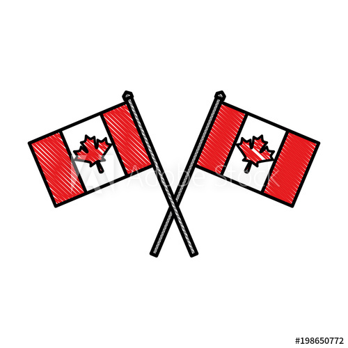500x500 Canadian Flag Crossed National Symbol Vector Illustration Drawing