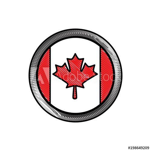 500x500 Flag Of Canada In Button Ornament Vector Illustration Drawing