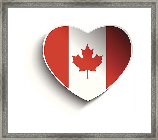 600x533 Canada Flag Heart Paper Button Framed Print
