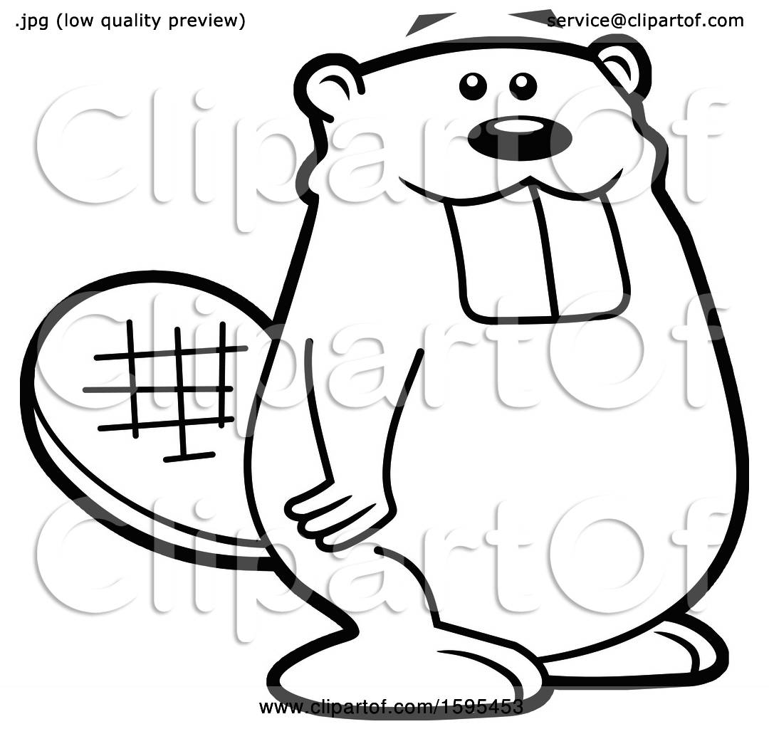 1080x1024 Clipart Of A Cartoon Black And White Beaver School Sports Mascot