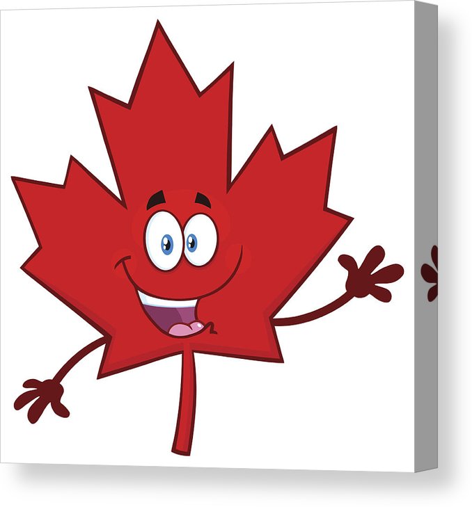 678x729 Happy Canadian Red Maple Leaf Cartoon Mascot Character Waving