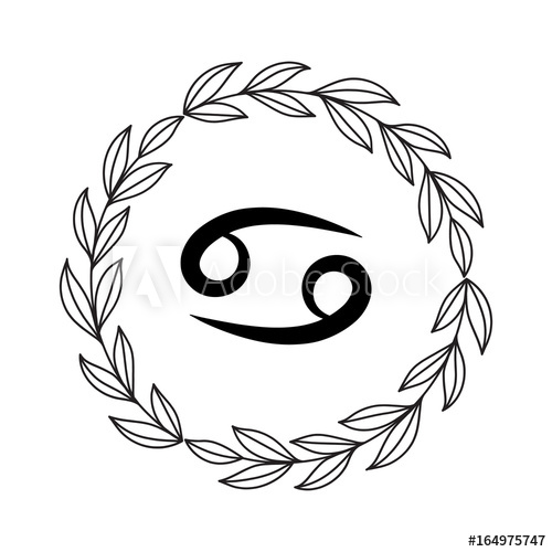 500x500 Hand Drawing Flat Cancer Symbol In Rustic Floral Wreath