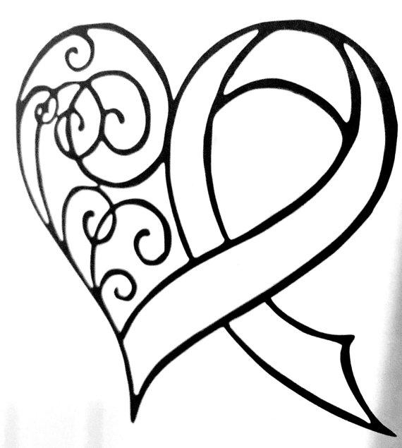 570x635 Cancer Drawing Ribbon Wing For Free Download