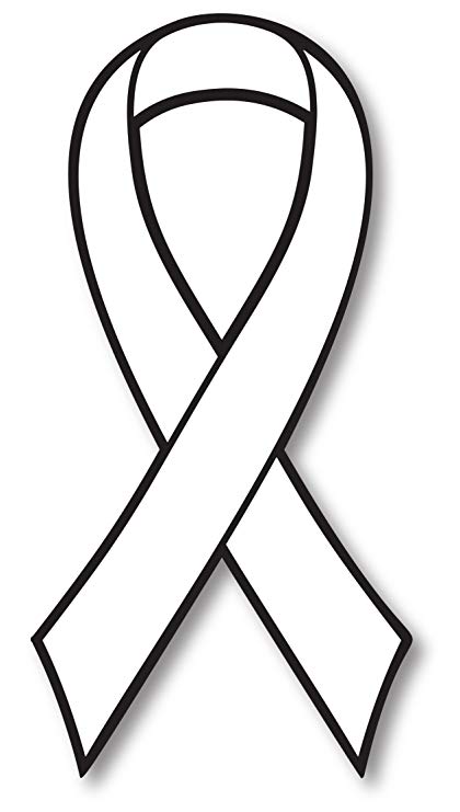 420x741 White Lung Cancer Awareness Ribbon Car Magnet Decal