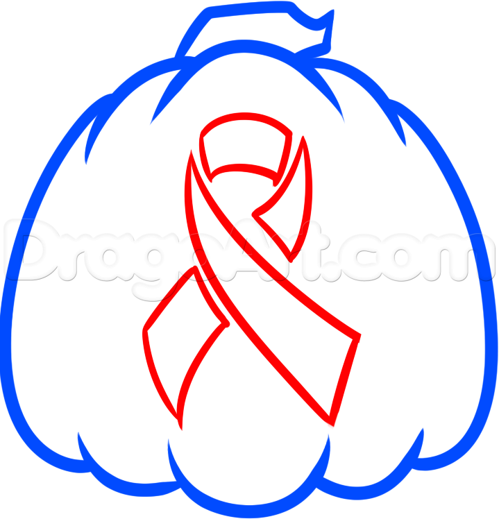 719x748 How To Draw A Breast Cancer Awareness Pumpkin, Step