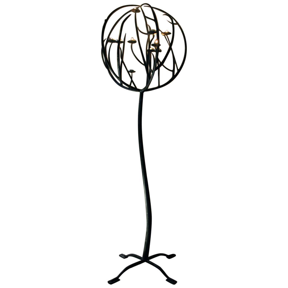 1189x1189 century black wrought iron floor standing ten sconce sphere