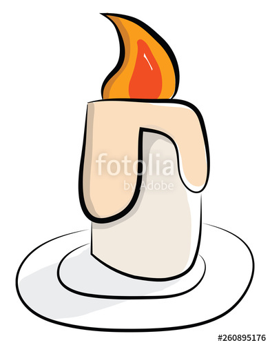 392x500 clipart of a glowing candle melting vector color drawing
