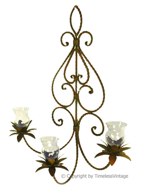 480x640 wrought iron palm tree wall candle sconce votive holder