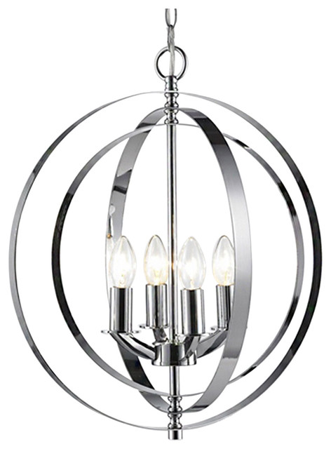 472x640 Chrome Frame Orb Lighting Fixture, Candle Light Bulbs