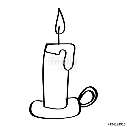 500x500 Candle With Chandelier Burning Light Vector Illustration Outline