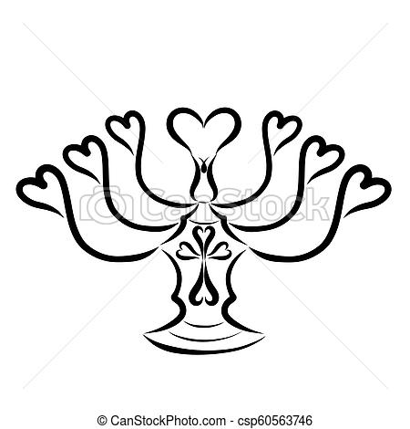 450x470 Candlestick For Seven Candles With A Cross And Hearts