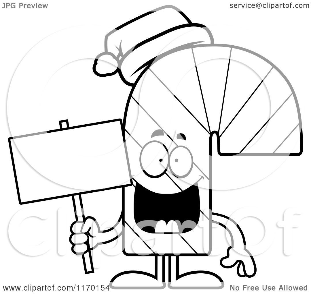 1080x1024 Cartoon Of An Outlined Happy Candy Cane Mascot Holding A Sign