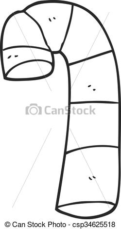 249x470 Freehand Drawn Black And White Cartoon Candy Cane