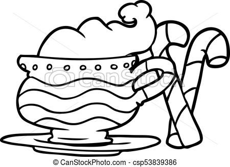 450x328 Line Drawing Of A Christmas Cocoa With Candy Canes