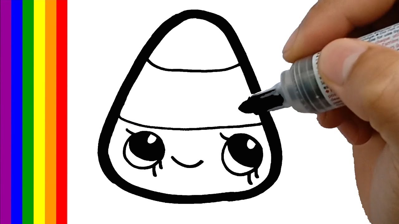 1280x720 How To Draw A Cute Candy Corn Very Easy, Draw Cute Things