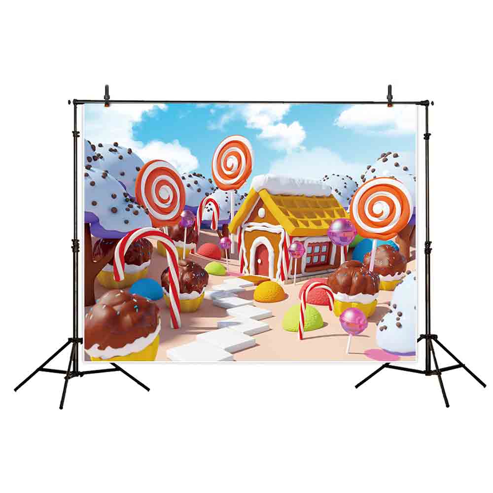 1000x1000 Funny Tree Photography Backdrops Candy Land Landscape Gingerbread
