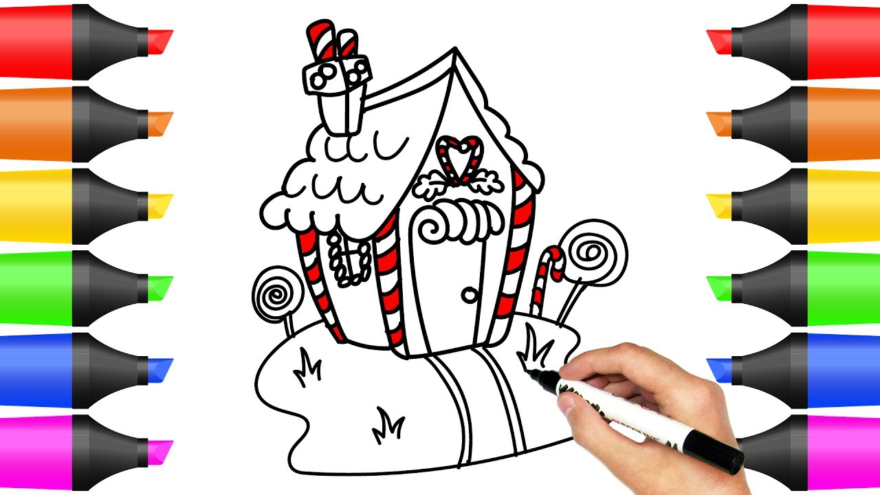 1280x720 How To Draw Colorful Doll Candy House Art Colours For Kids Kids