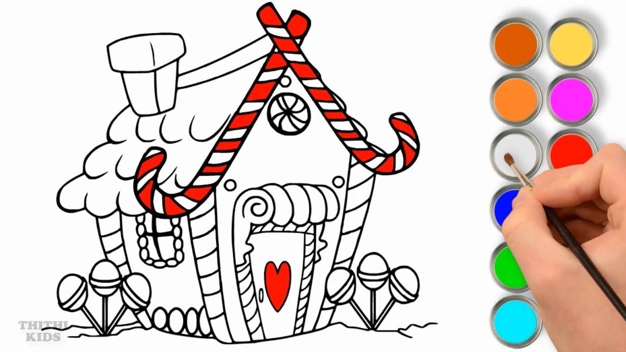 1280x720 How To Draw Candy House Coloring For Kids