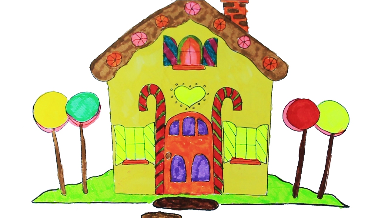 1280x720 Colouring A Beautiful Candy House Colouring Pages For Kids
