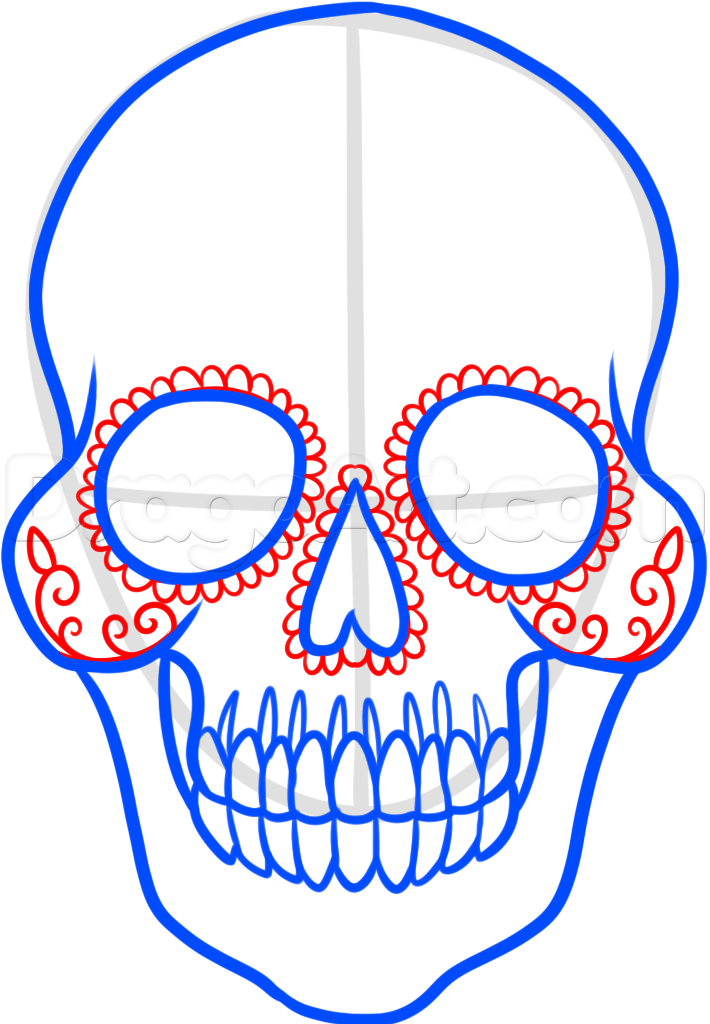 710x1024 Sugar Skull Drawings Step