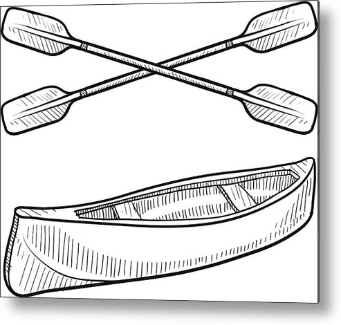 493x470 canoe and paddles sketch metal print