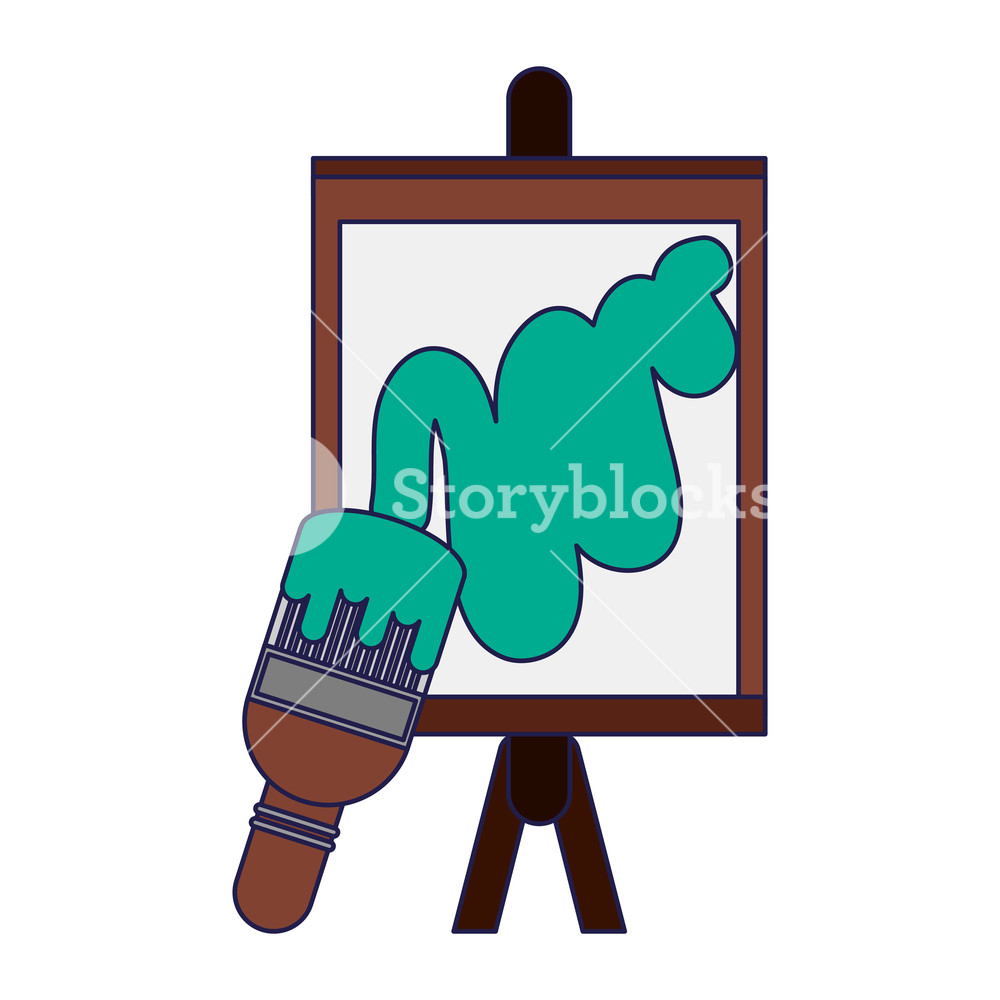 1000x1000 Drawing And Painting Canvas With Paint Brush Vector Illustration