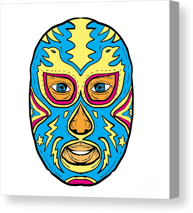678x750 luchador mask eagle lightning bolt drawing canvas print canvas