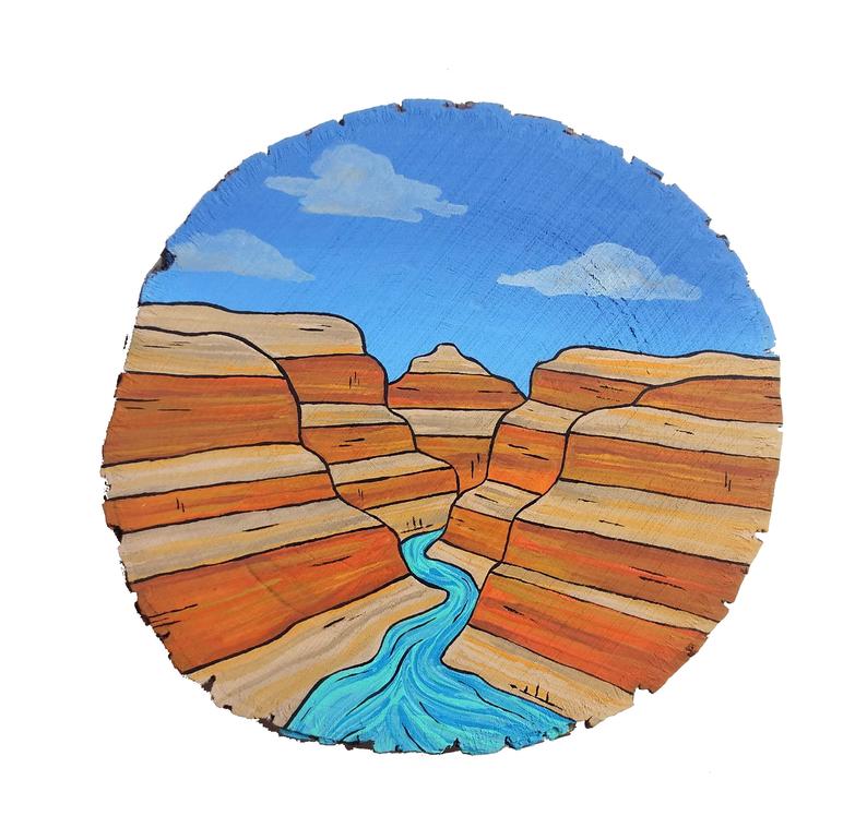 794x770 Grand Canyon Painting On A Small Wood Slice Etsy