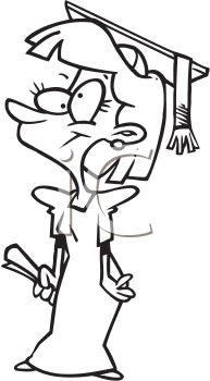 193x350 Royalty Free Clipart Image Graduation Cartoon Of A Girl Wearing