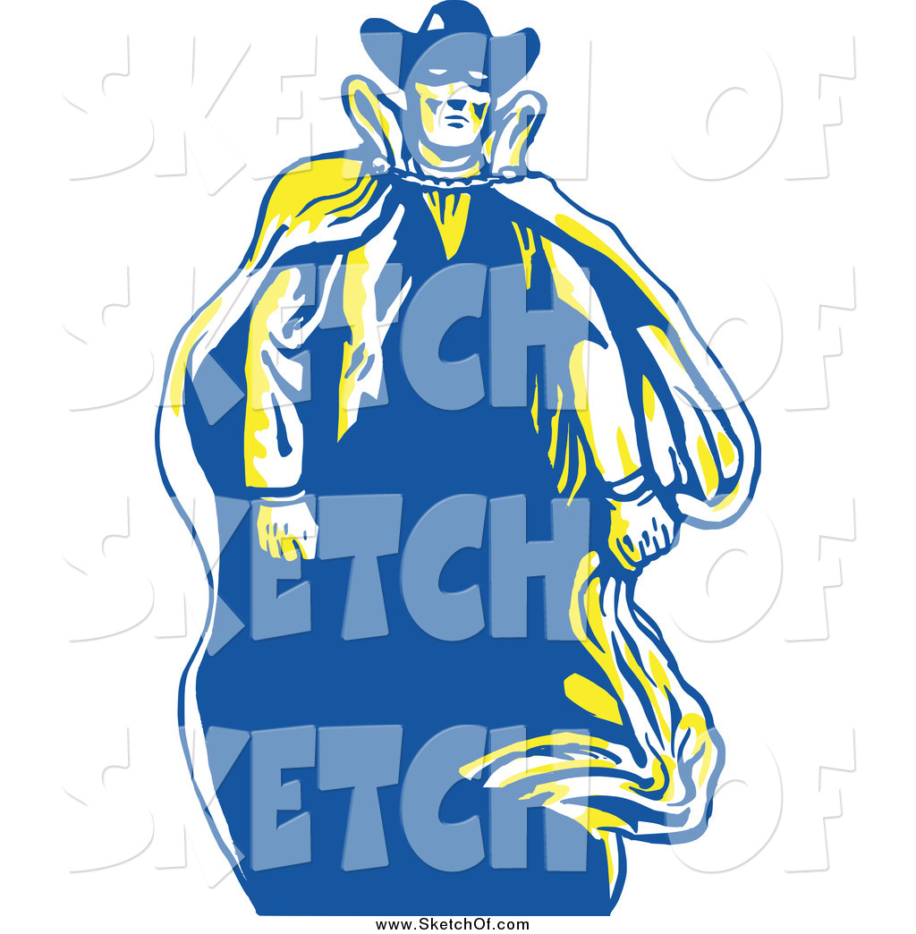 1024x1044 Drawing Of A Masked Cowboy With A Cape Sketch