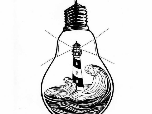 640x480 Free Drawn Lighthouse, Download Free Clip Art