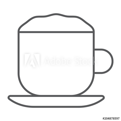 500x500 cappuccino thin line icon, coffee and cafe, cup sign vector