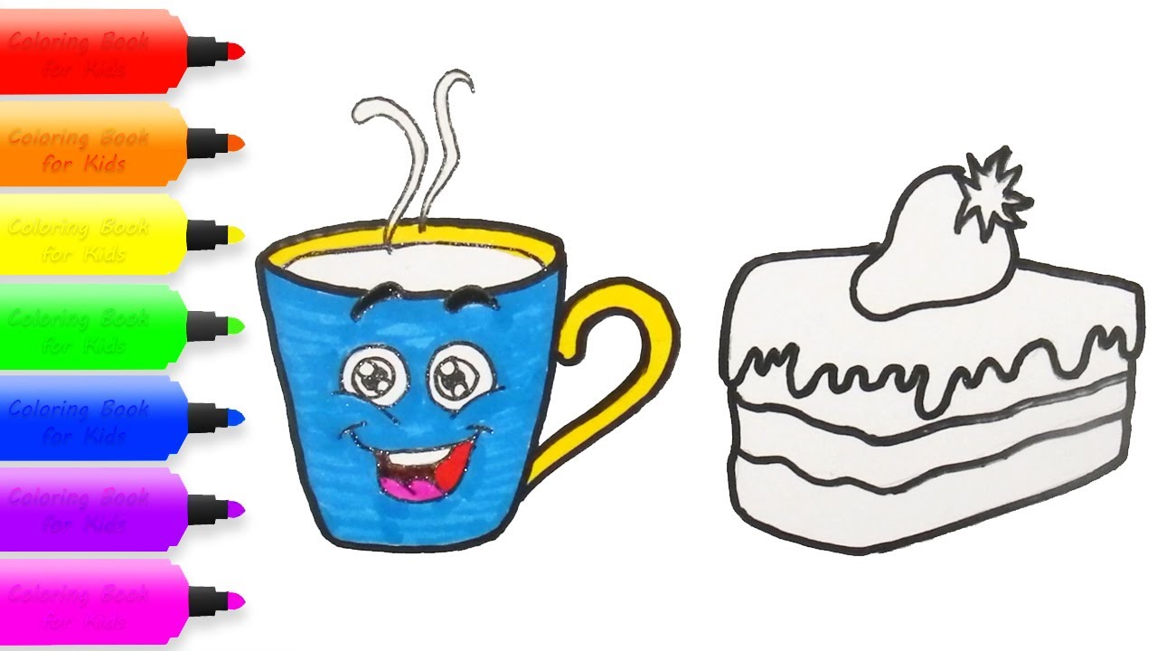 1280x720 coloring pages cake and cappuccino drawing and children song
