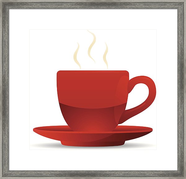600x579 red coffee cup and saucer framed print