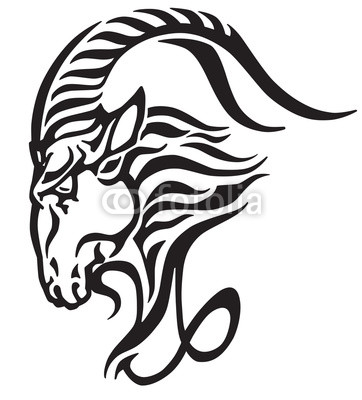 362x400 capricorn logo head of mythological sea goat tribal tattoo style