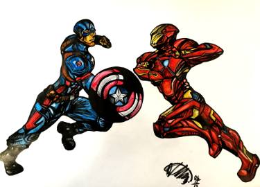 375x270 Captain America Vs Iron Man Drawing