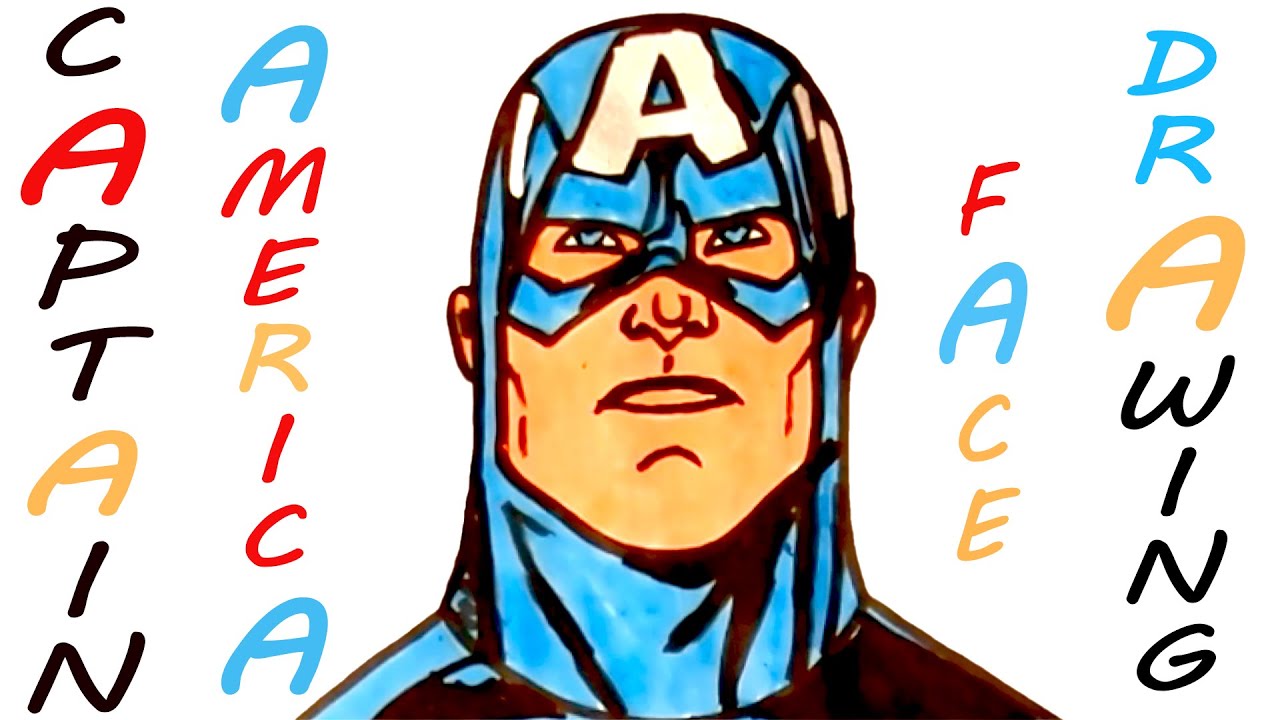 1280x720 How To Draw Captain America Face Easy For Kids And Color Marvel
