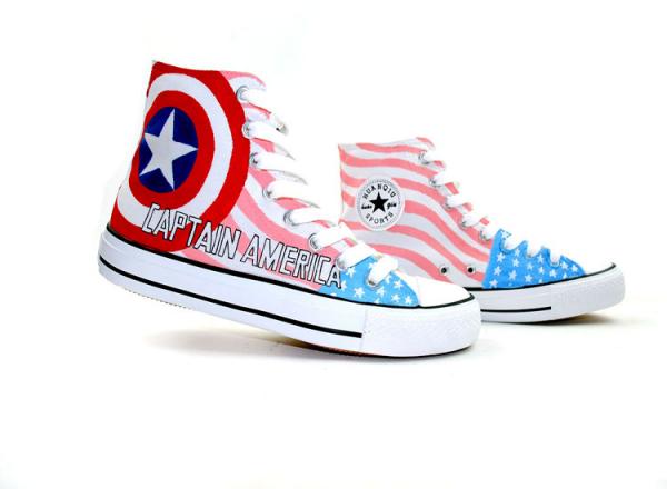 600x440 Captain America The First Avenger Themed Custom High Top Painte