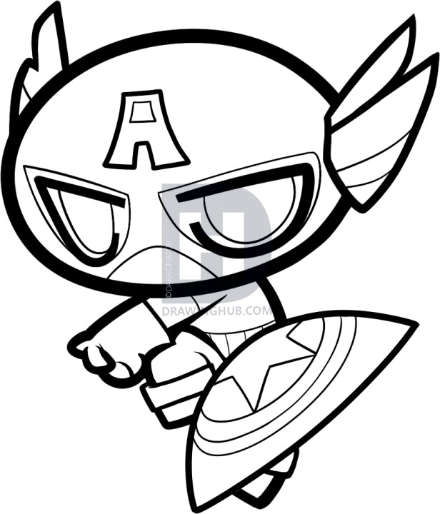 616x720 How To Draw Chibi Captain America, Step