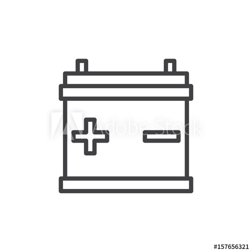 500x500 Car Battery Line Icon, Outline Vector Sign, Linear Style Pictogram