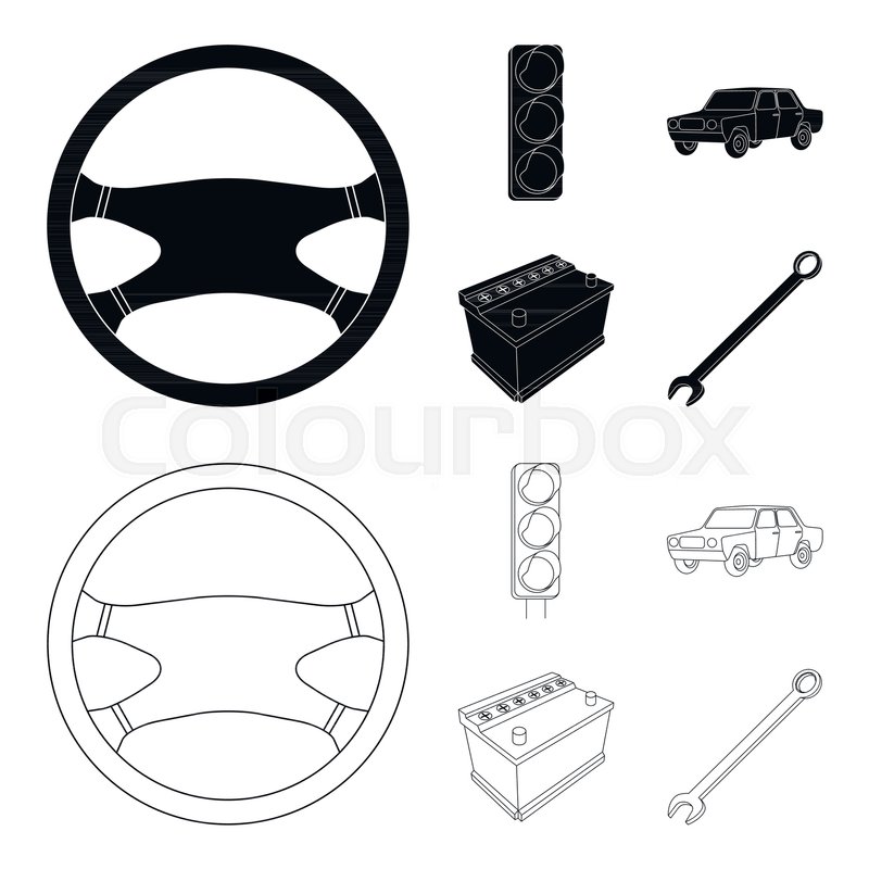 800x800 Traffic Light, Old Car, Battery, Stock Vector Colourbox