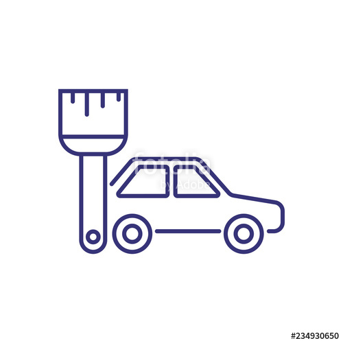 500x500 Tuning Line Icon Vehicle And Paint Brush Car Service Concept