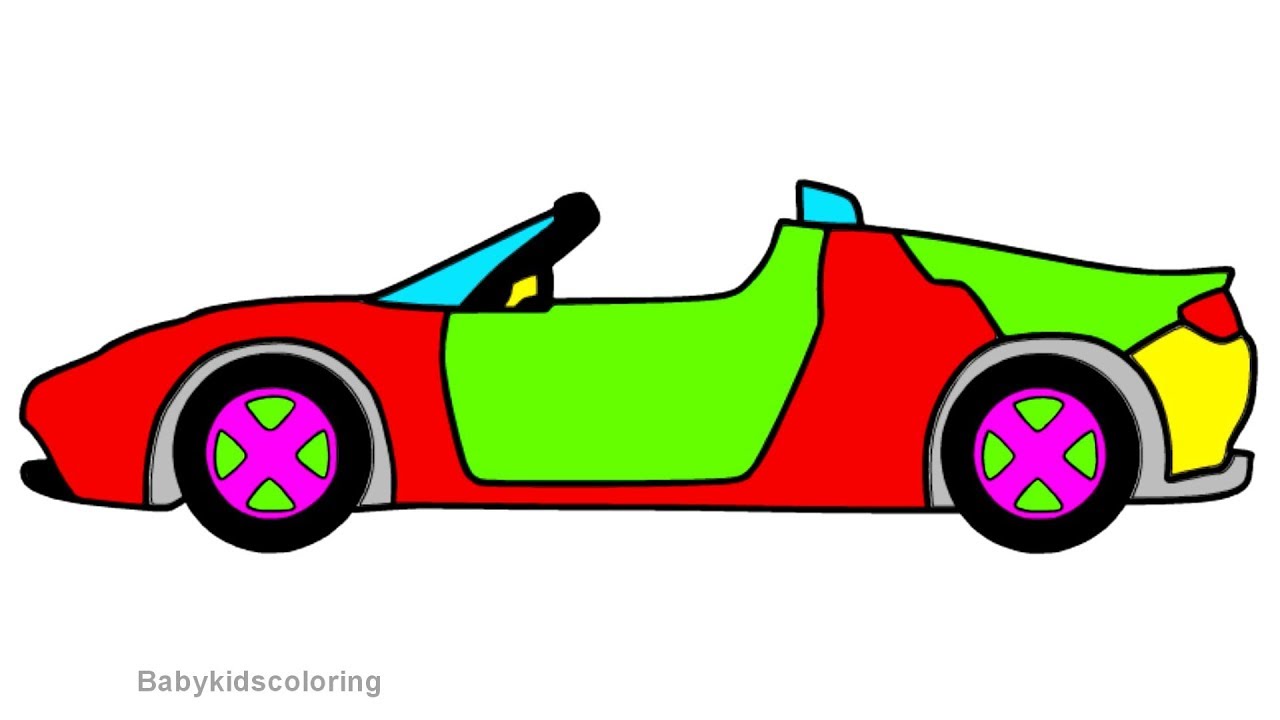 1280x720 car drawing and coloring pages, small convertible car coloring