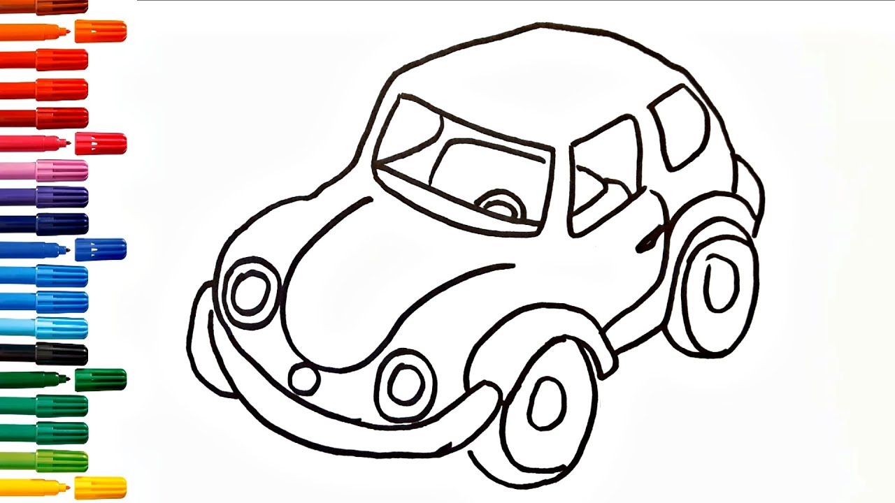1280x720 Cars For Kids Drawing Car How To Draw And Paint Car Coloring Book