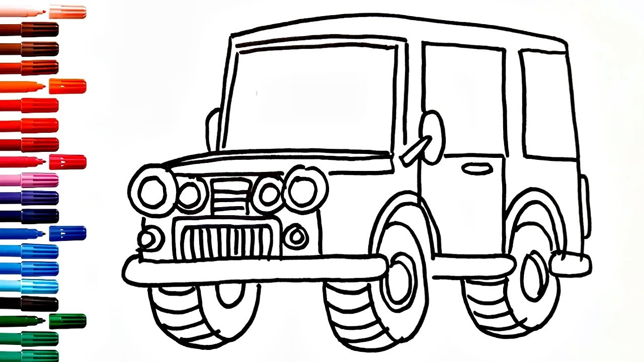 1280x720 Coloring Book Fun Painting Drawing Car Jeep How To Draw And Paint