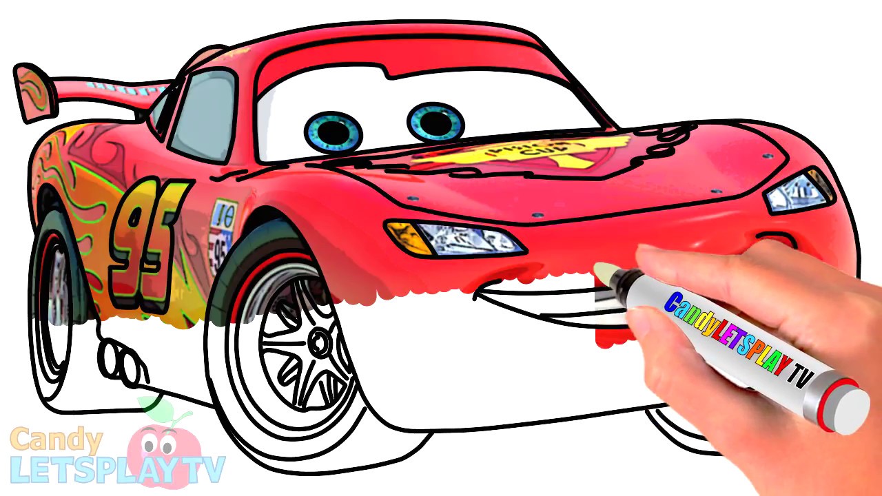 1280x720 Coloring Book Pages Red Car Cartoon Drawing Colors