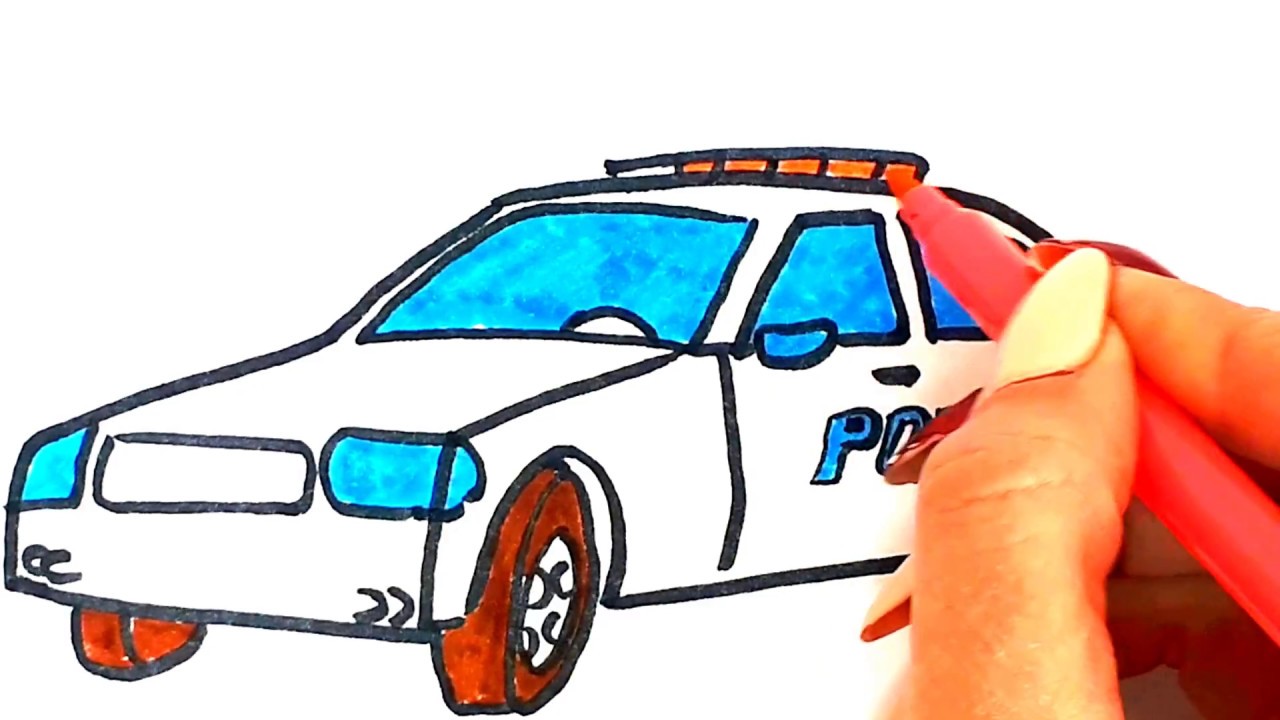 1280x720 Drawing Car How To Draw Police Car Colors Picture Coloring Book