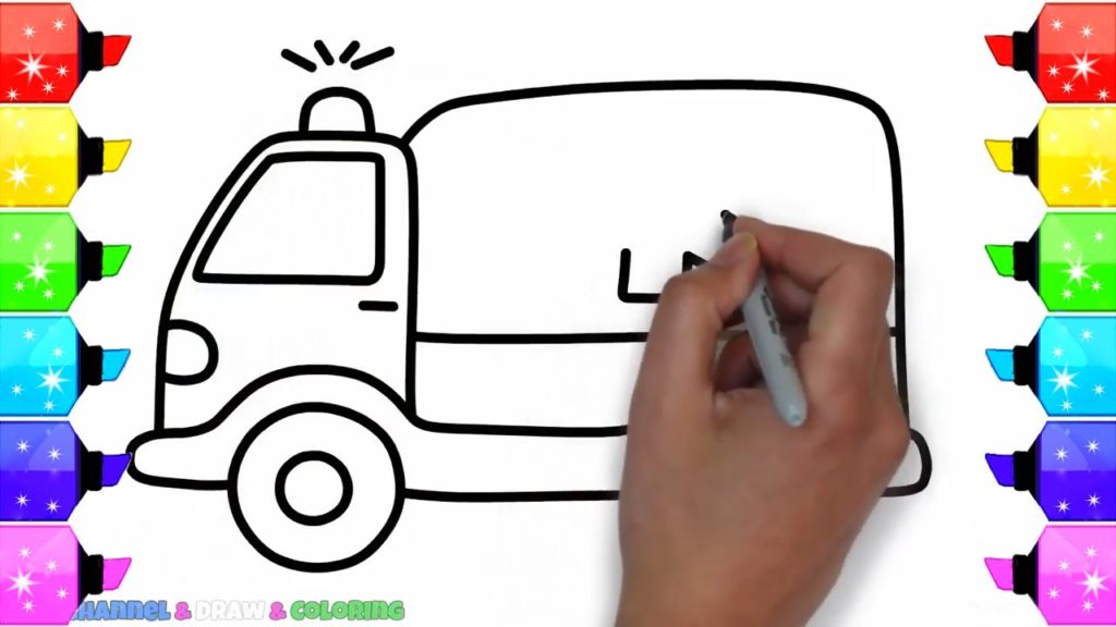 1024x576 How To Draw Coloring Book Ambulance Car With Big Syringe Drawing